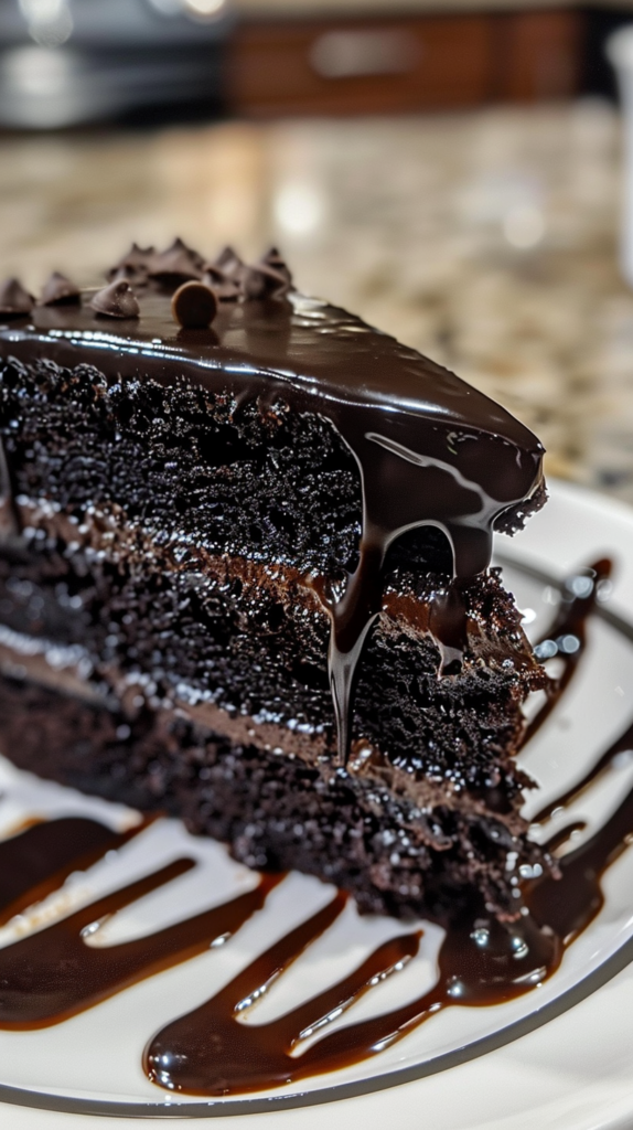 Black Velvet Cake with Dark Chocolate Ganache