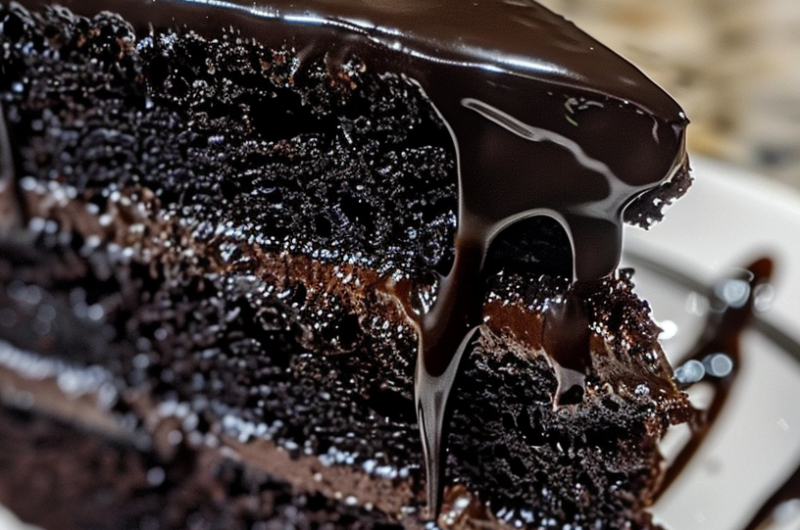 Black Velvet Cake with Dark Chocolate Ganache