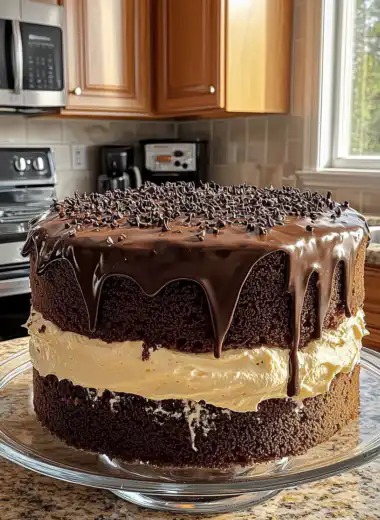 Chocolate Cake with Vanilla Cream and Ganache