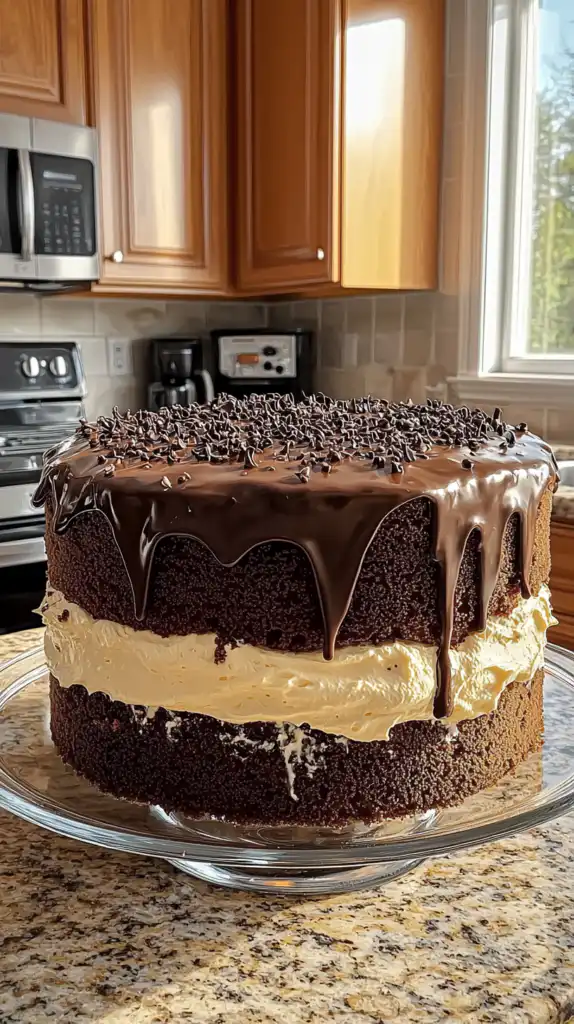 Chocolate Cake with Vanilla Cream and Ganache