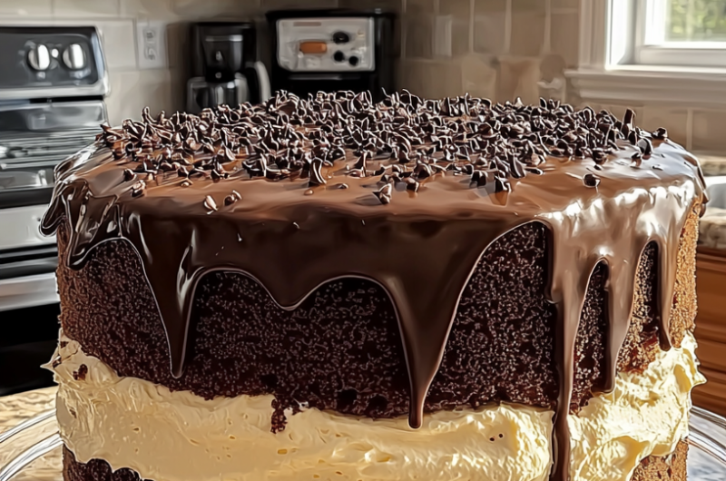Chocolate Cake with Vanilla Cream and Ganache