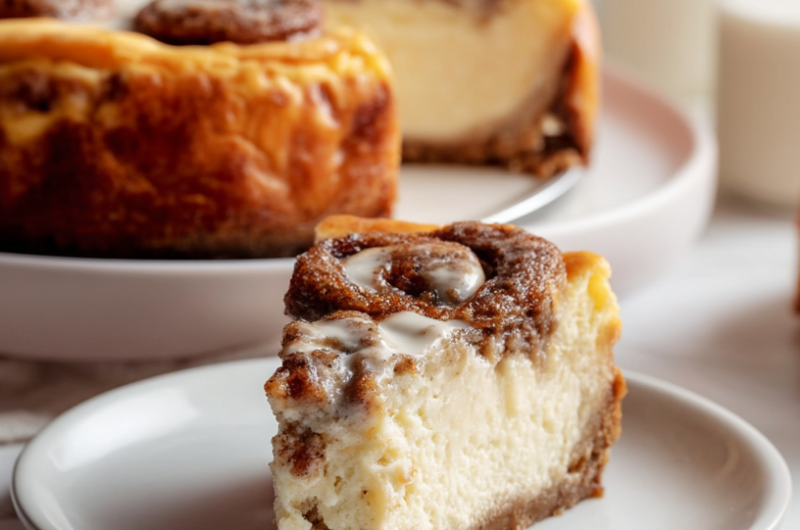 No Bake Cinnamon Roll Cheesecake
