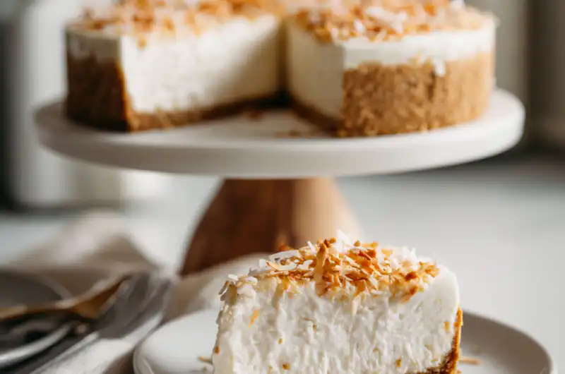 Easy No Bake Coconut Cheesecake