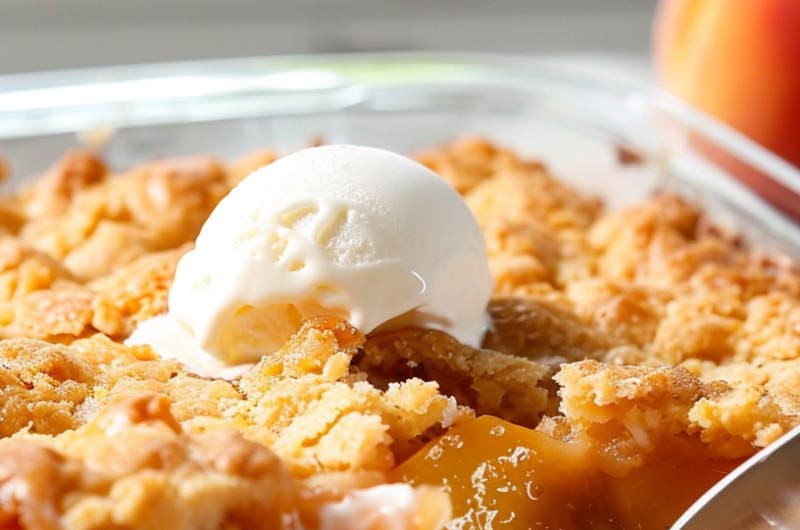 4 Ingredients Easy Peach Cobbler Recipe