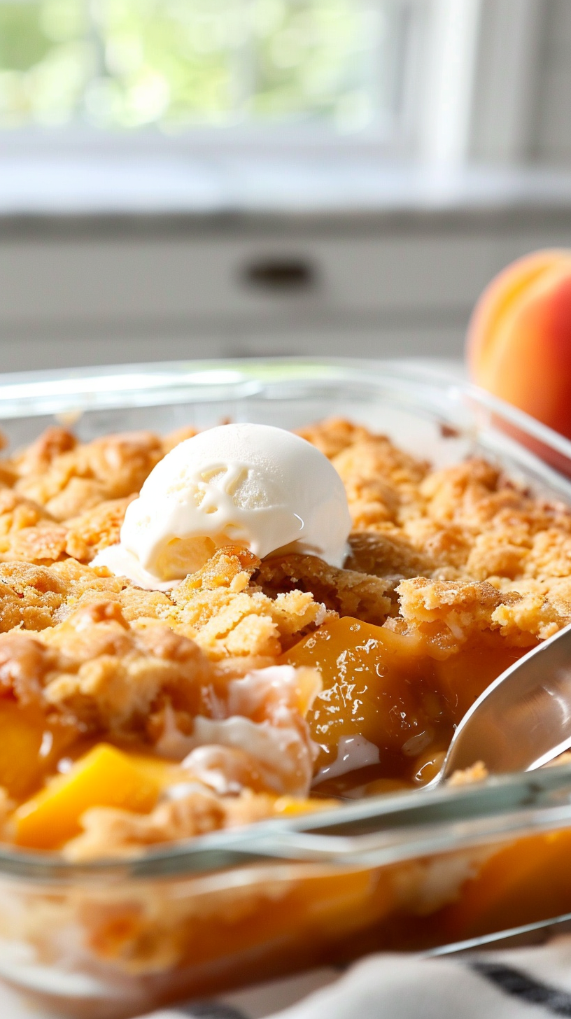 4 Ingredients Easy Peach Cobbler Recipe