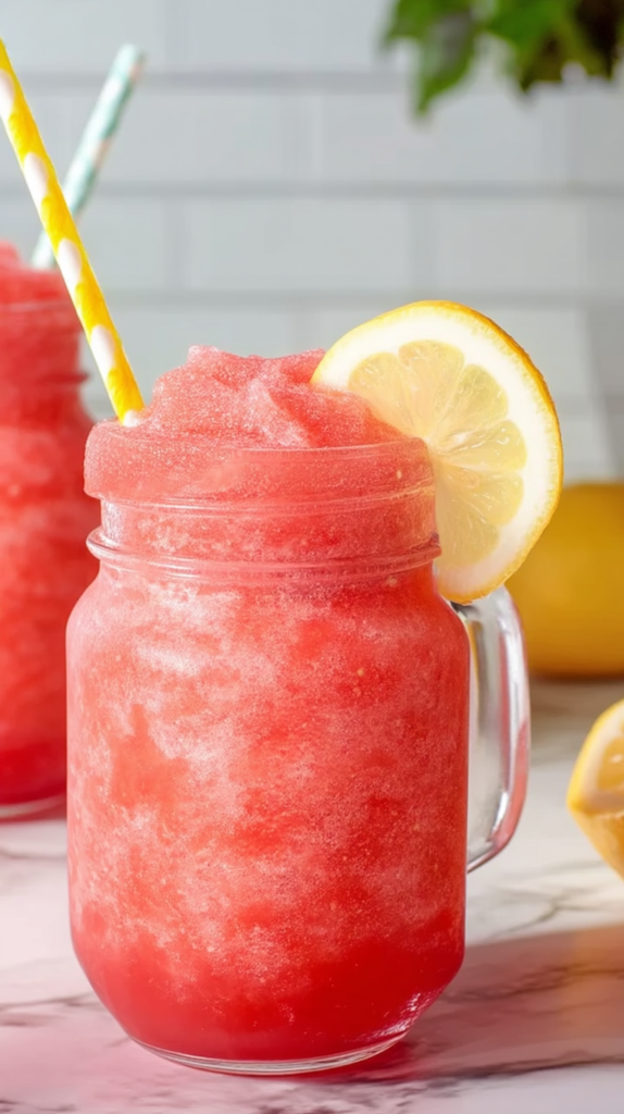 Easy Homemade Strawberry Lemonade Slushie