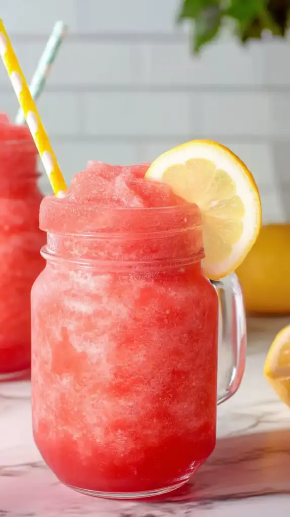 Easy Homemade Strawberry Lemonade Slushie