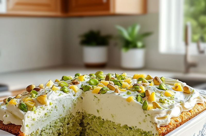 Pistachio Pineapple Sheet Cake