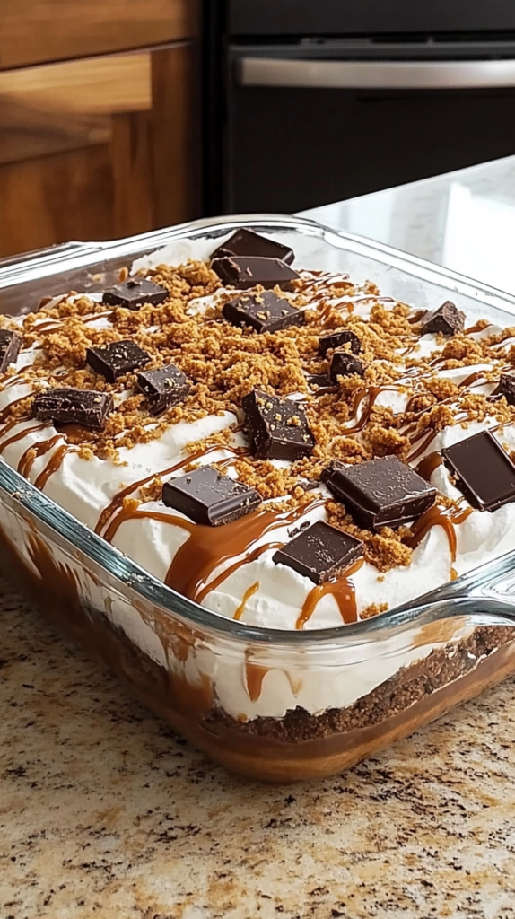 Chocolate, Cream and Caramel Cold Dessert