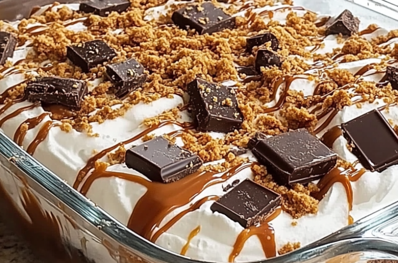 Chocolate, Cream and Caramel Cold Dessert