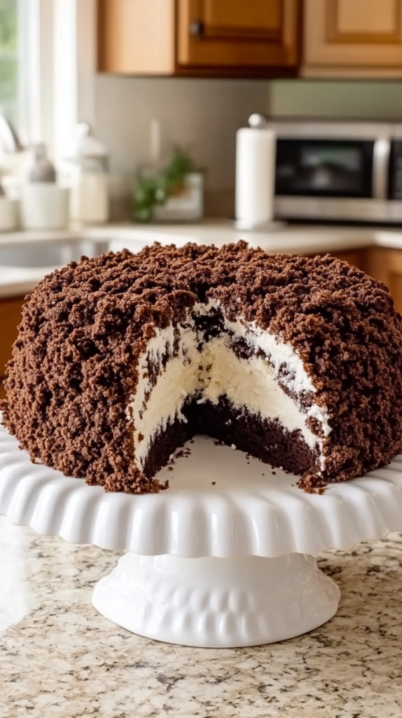 Chocolate Crumble Cake with Coconut Cream Filling