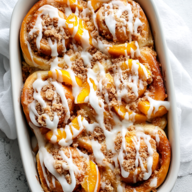 Peach Cobbler Cinnamon Rolls