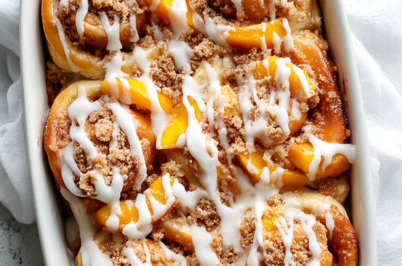 Peach Cobbler Cinnamon Rolls