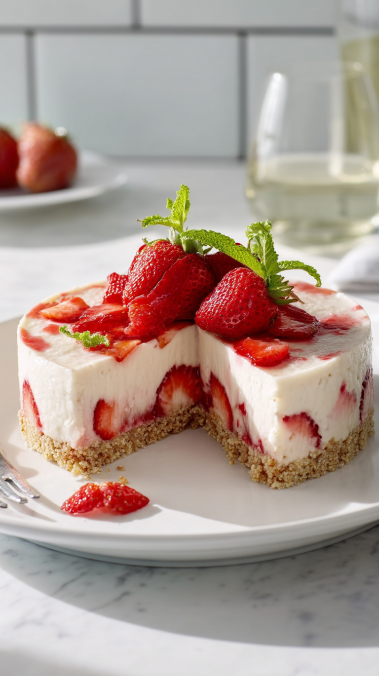 No Bake Strawberry Cheesecake