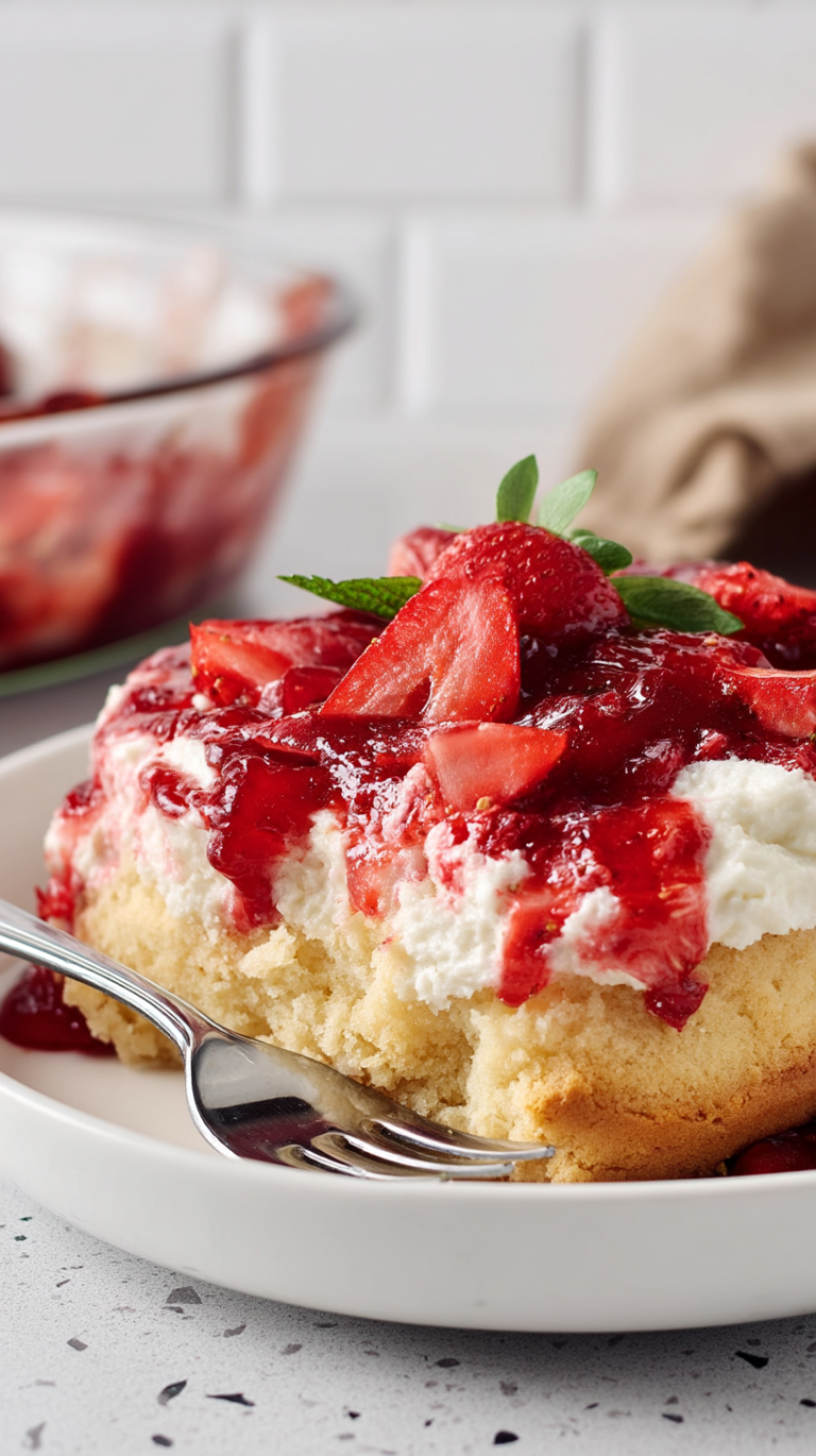 Mothers Day Strawberry Cheesecake Dump Cake
