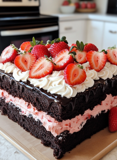 Strawberry Ding Dong Sheet Cake