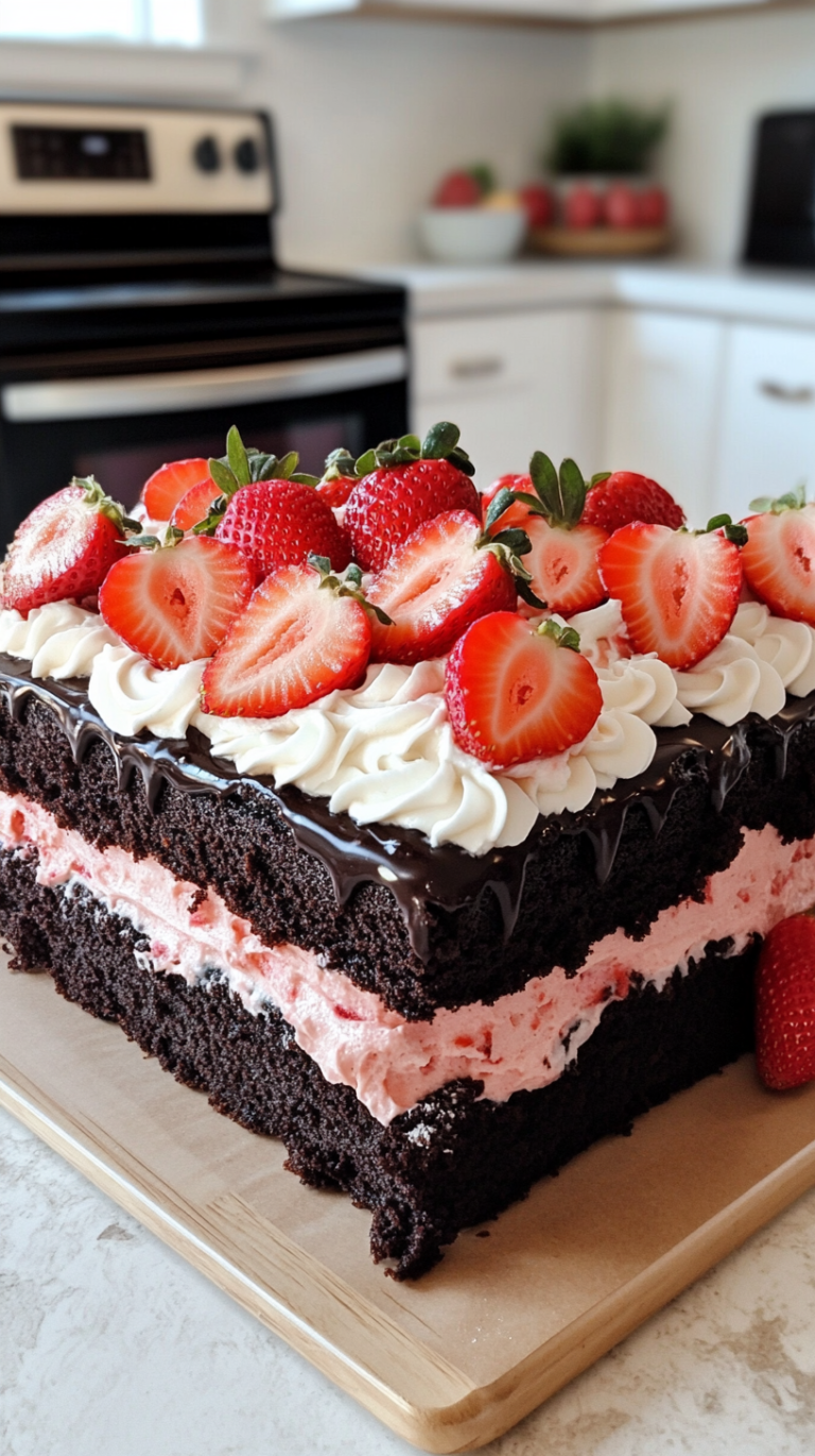 Strawberry Ding Dong Sheet Cake